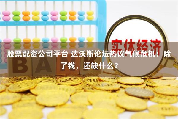 股票配资公司平台 达沃斯论坛热议气候危机：除了钱，还缺什么？