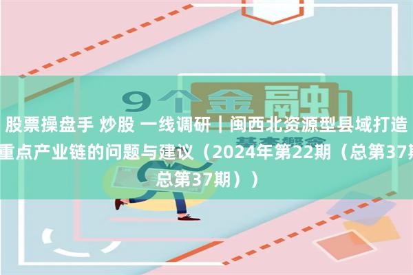 股票操盘手 炒股 一线调研｜闽西北资源型县域打造县域重点产业链的问题与建议（2024年第22期（总第37期））