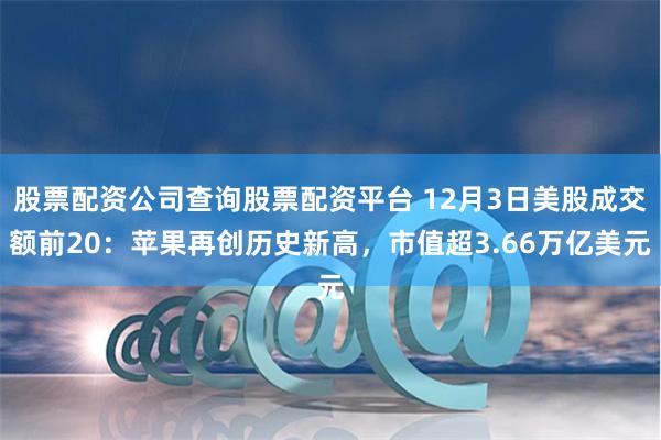 股票配资公司查询股票配资平台 12月3日美股成交额前20：苹果再创历史新高，市值超3.66万亿美元